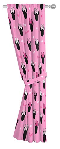 Minnie Mouse Hearts 63-Inch Window Curtain Set, 4-Piece Rod Pocket Drapes