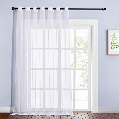 NICETOWN Sheer Drape for Large Window - 100" Width by 108" Length Solid Sheer Voile Window Drape Panel for Patio/Sliding Door/Living Room (White, 1 Pack)