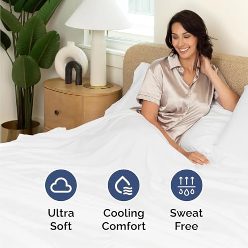 CGK Unlimited Queen Size 4-Piece Cooling Bed Sheet Set - White