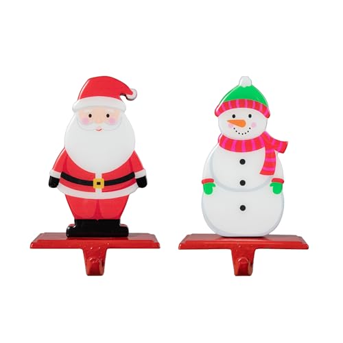 Glitzhome Christmas Stocking Holders for Mantel, Set of 2 Epoxy Resin