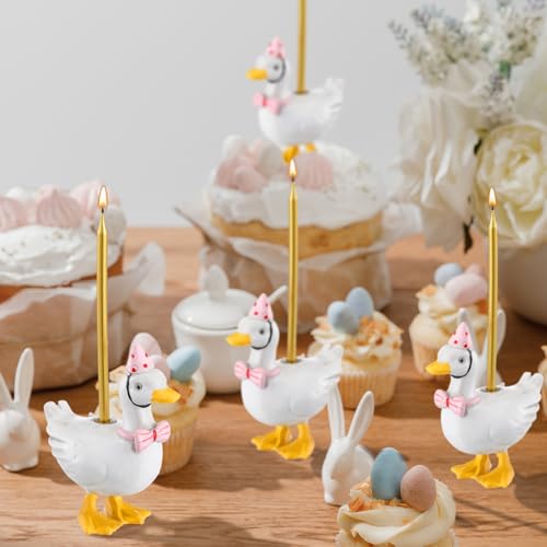 Silly Goose Cake Candle Holder - Cute Birthday Topper, 3.15 Inch