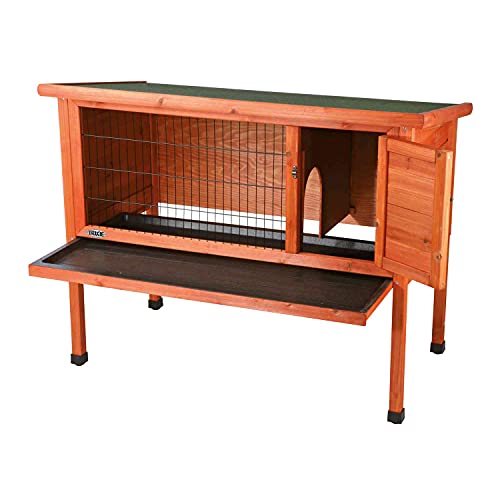 TRIXIE Natura Small Animal Rabbit Hutch with Run - Elevated Outdoor House for Bunny or Guinea Pig