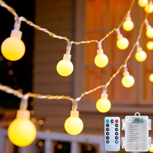 Minetom Battery Operated Globe String Lights, 21FT 60 LED Twinkle Lights with Remote & 8 Modes for Indoor Outdoor Decor