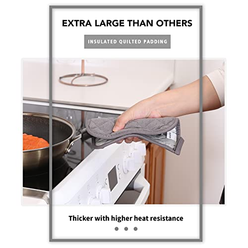 Heat Resistant Pot Holders Set of 4 - Grey Quilted Hot Pads for Kitchen