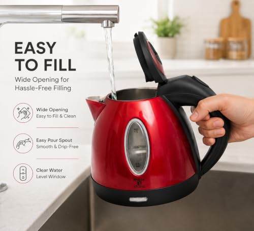 1.2L Electric Kettle, Fast-Boiling Stainless Steel Tea Pot with LED Light