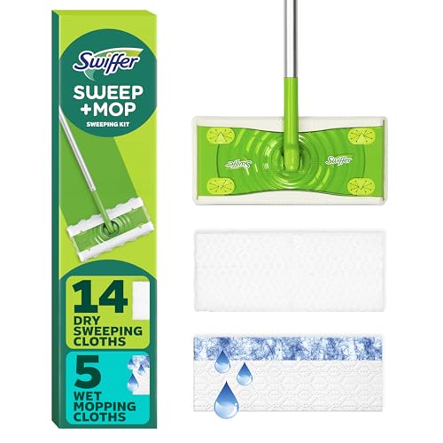2-in-1 Dry and Wet Floor Sweeper and Mop Starter Kit - 20-Piece Set