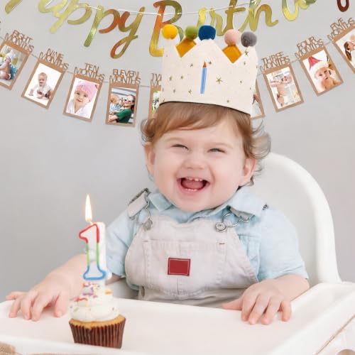 Personalized 1st Birthday Crown Headband for Baby Boy & Girl