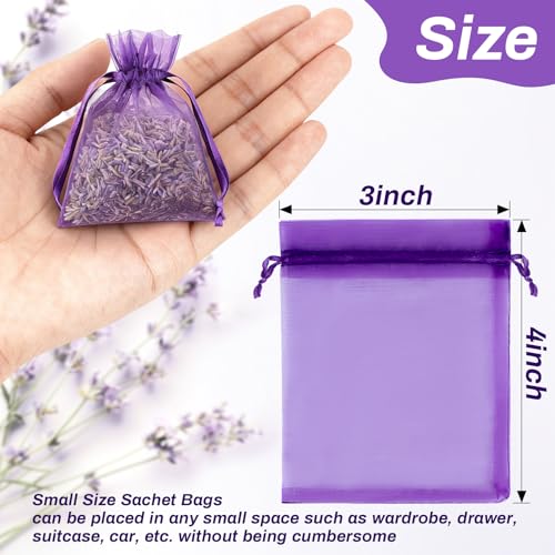 50 Pack Purple Organza Sachet Bags 3x4 Inch for Potpourri and Dried Flowers