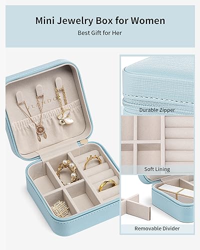 Compact Travel Jewelry Case, Waterproof PU Leather Organizer for Jewelry