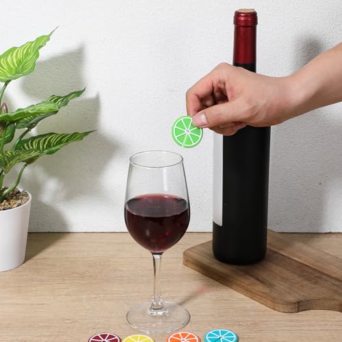 8 pcs Lemon Slice Drink Markers for Glasses - Reusable Silicone Wine Charms