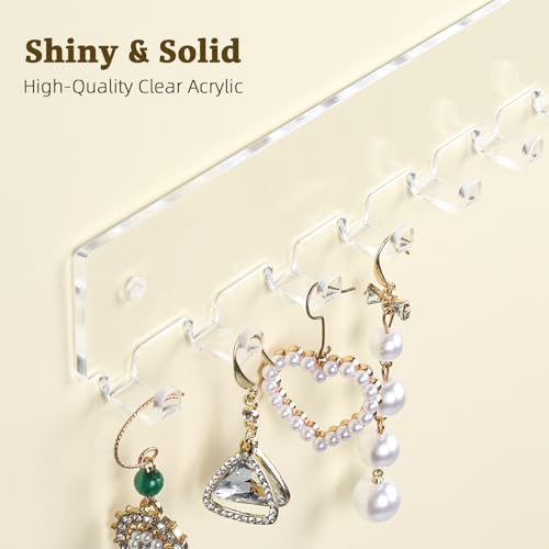 Acrylic Wall-Mounted Necklace Organizer - 2 Pack with 24 Total Hooks