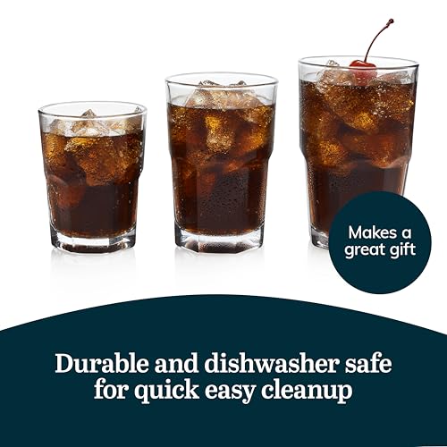 18-Piece Classic Stackable Drinking Glass Set - Cooler, Rocks, and Juice Cups