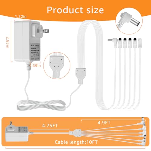 AC/DC 4.5V Power Adapter Compatible with Lemax Lighted Accessory 74707 74295 84428 94565 94566 94527 94563 94564 64517 44241 Fits for Christmas Micro Lighting Building Decoration (with 6 Output)