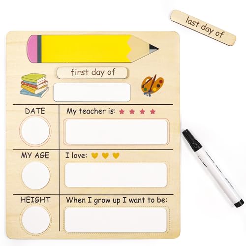 Reusable First and Last Day of School Sign - 9.8 x 11.8 Inch Photo Prop