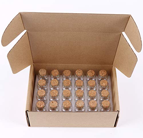 24-Piece Set 10ml Mini Glass Bottles with Cork Stoppers for DIY Crafts