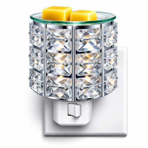 Plug-in Crystal Wax Melt Warmer - Decorative Scented Candle Warmer, Silver