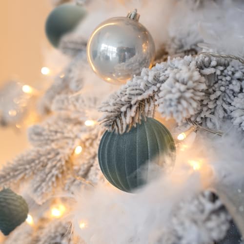Lux Gray Velvet Christmas Balls 25-Pack | Flocked Holiday Ornaments by KI Store