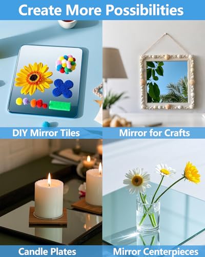 Shatterproof Acrylic Mirror Tiles - 12x12 Inch Self-Adhesive Wall Mirrors (4PCS)