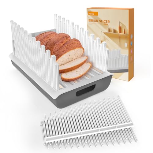 Adjustable Bread Slicer Guide with Crumb Tray for Homemade Loaves