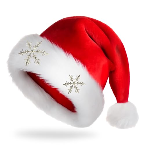 Unisex Velvet Santa Hat for Christmas & Holiday Parties - Adult Xmas Costume Accessory