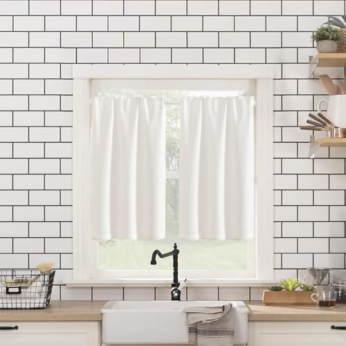 2 Pack Adjustable Spring Tension Curtain Rods 28 to 40 Inches, White