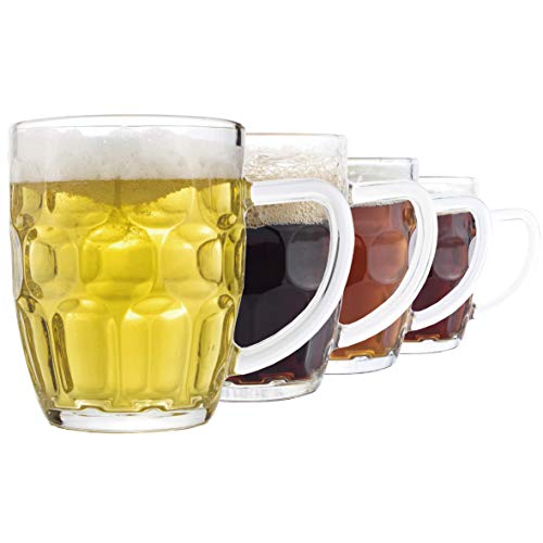20 oz Dimple Glass Beer Mugs, Set of 4