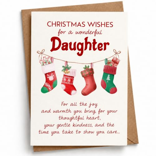 Personalized Christmas Card for Daughter - Heartfelt Holiday Greeting with Envelope