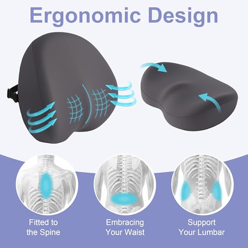 Ergonomic Lumbar Support Pillow for Recliners - Memory Foam with Cooling Cover