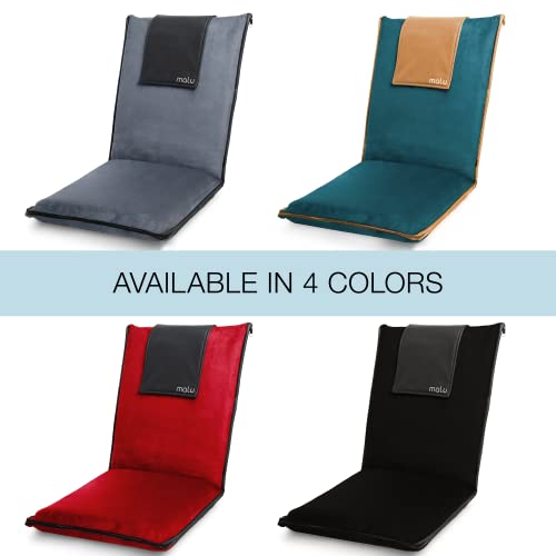 malu Portable Extra Large Padded Floor Chair w/Back Support – Japanese Meditation Cushion, Comfortable Folding Backrest, Removable Easy Wash Cover - Forest Green