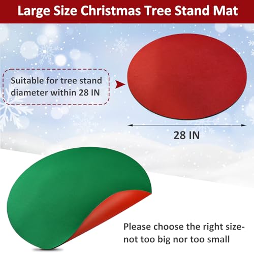 Reversible Christmas Tree Stand Mat - 28 Inch Round Felt Floor Protector