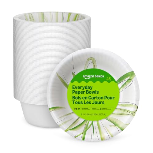 Everyday Disposable Paper Bowls, 10 oz (70 Count) - Microwave-Safe
