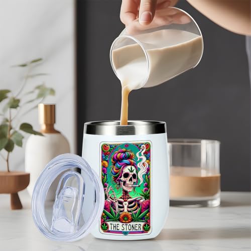 Funny Skeleton Tarot Card Wine Tumbler 12oz Skull Gothic Gift – Skull Card 1182 (Decohim)