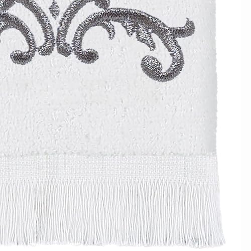 Monogram Initial P Fingertip Towel, 11x18 Inch Soft 100% Cotton Scroll Decor