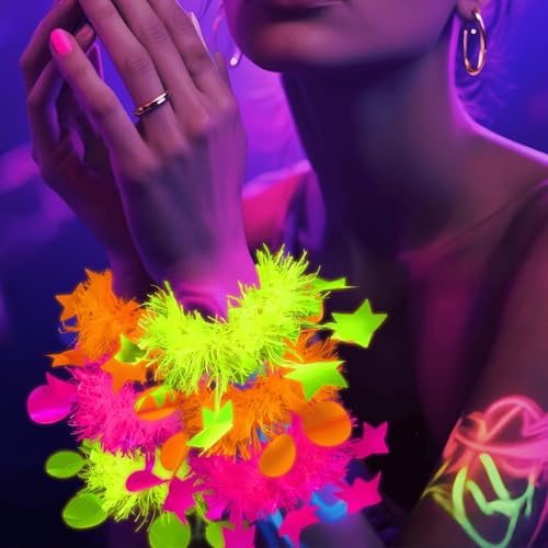 12 Pcs Neon Glow Party Bracelets - Fluorescent Blacklight Party Favors