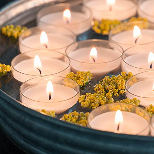 White Unscented Tea Light Candles in Clear Cups - 6-7 Hour Burn Time (96 Pack)