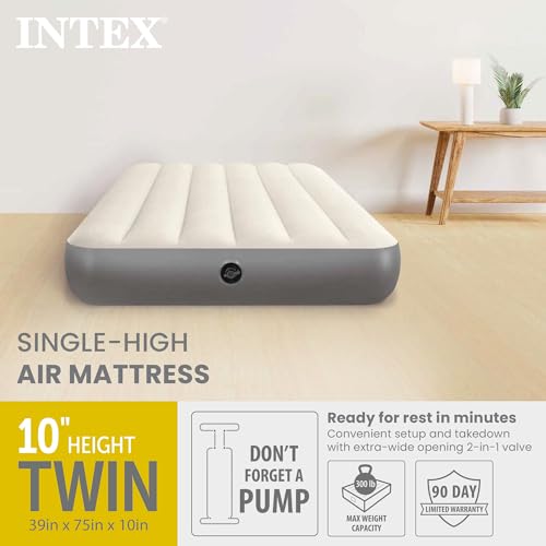 Twin Air Mattress - 10" Single-High Inflatable Bed for Guests & Camping