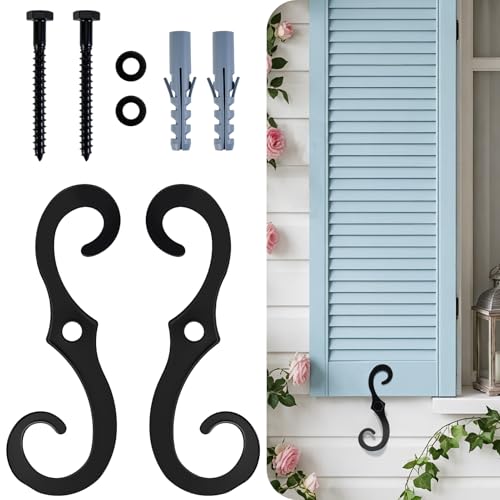 6-Pack 6.3 Inch S-Style Shutter Dogs - Decorative Metal Tieback Hardware