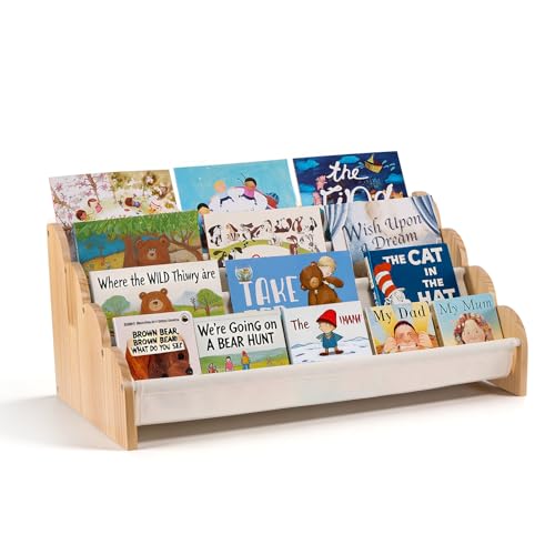 4-Tier Wooden Kids Bookshelf, Front-Facing Nursery Book Organizer
