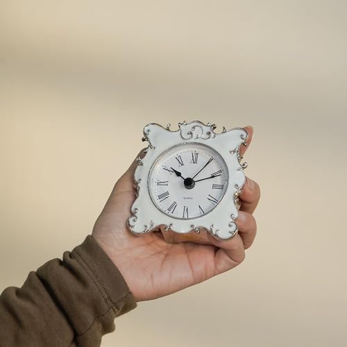 3 Inch Small Crystal Table Clock, Battery Operated Analog Desk Clock