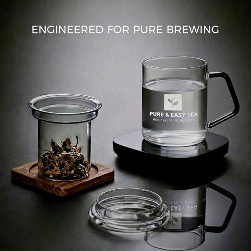 Pure And Easy Glass Tea Infuser Mug 400ml – Plastic-Free Loose Leaf Steeping Cup