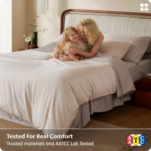 Cooling Bamboo Duvet Cover Set, King Size, Beige - 3 Piece