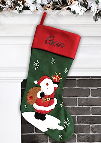 Personalized Christmas Stocking with Embroidered Name - 18.5" Reindeer