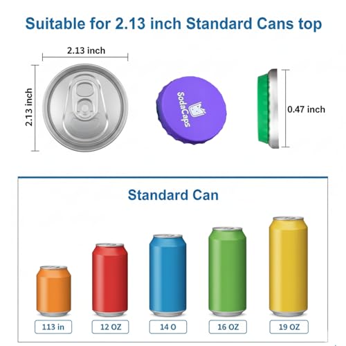 Reusable Silicone Soda Can Covers Pack of 6 - Fits Standard & Slim Cans