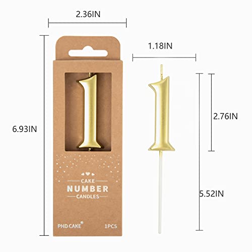 2.76 Inch Gold Number 1 Birthday Candle for Cake Decoration