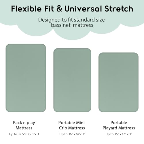 Yoofoss Pack and Play Sheets 2-Pack - Stretchy Soft Mini Crib Sheets