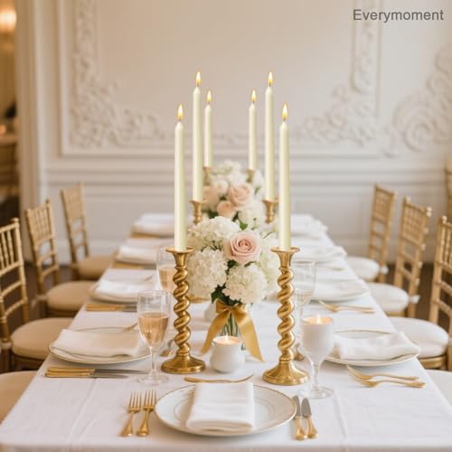 10 Inch Ivory Taper Candles (4 Pack) - Dripless & Smokeless Candlesticks