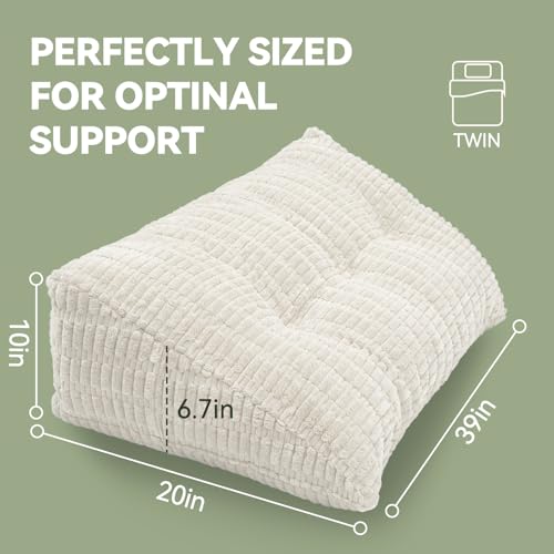 Twin Triangular Wedge Pillow for Headboard - Removable Cover, Beige