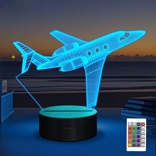 3D Airplane Illusion LED Night Light with Remote Control