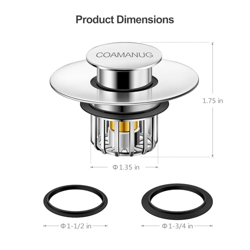 Pop-Up Bathtub Stopper and Hair Catcher - Stainless Steel Drain Protector