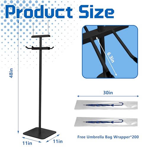 Umbrella Bag Stand with 200 Disposable Bags, Heavy-Duty Metal Holder